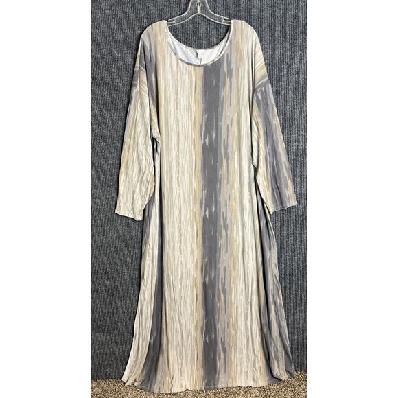 Cato Womens Knit Maxi Dress Plus Size 26/28 Neutral Stirped Comfort Boho Stretch - Picture 1 of 8